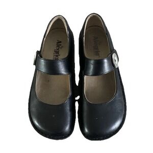 Alegria Paloma Black Mary Jane Shoes Size 38 Leather  Hook & Loop Nurse Comfort